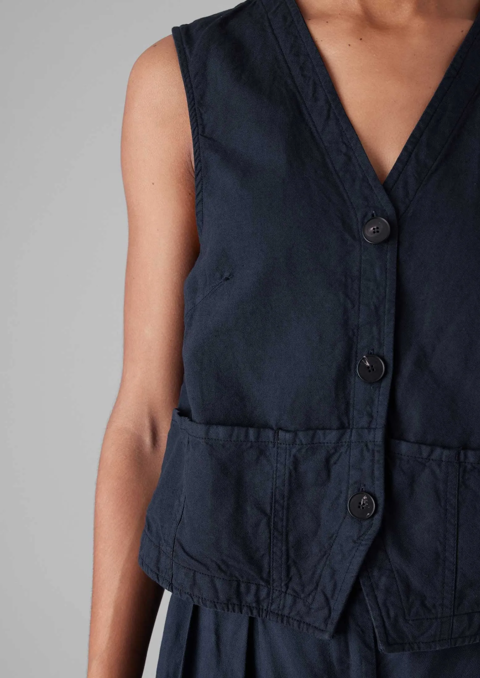 Cotton Linen Canvas Waistcoat Top | Anthracite sold by TOAST product image thumbnail 4