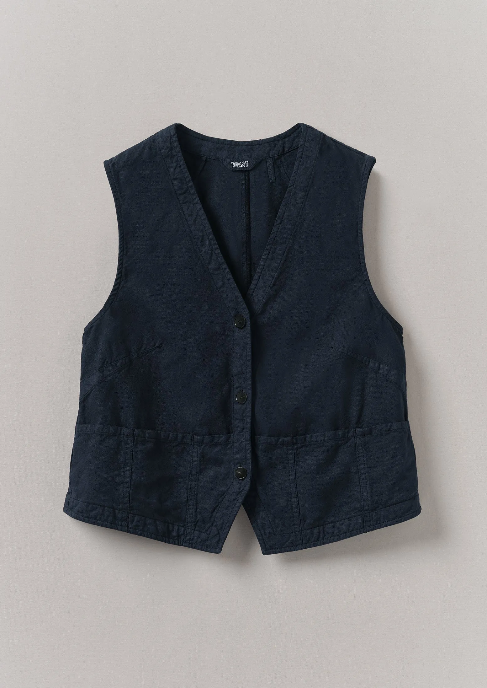 Cotton Linen Canvas Waistcoat Top | Anthracite sold by TOAST