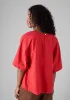 Textured Cotton Poplin V-Neck Top | Bright Red sold by TOAST
