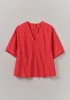 Textured Cotton Poplin V-Neck Top | Bright Red sold by TOAST
