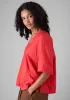 Textured Cotton Poplin V-Neck Top | Bright Red sold by TOAST