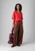 Textured Cotton Poplin V-Neck Top | Bright Red sold by TOAST