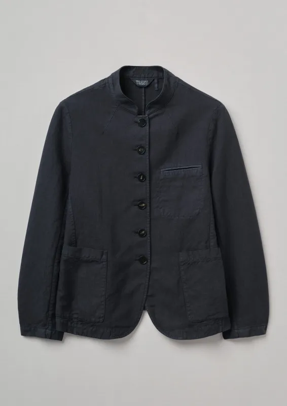 Garment Dyed Cotton Linen Neat Jacket | Slate sold by TOAST