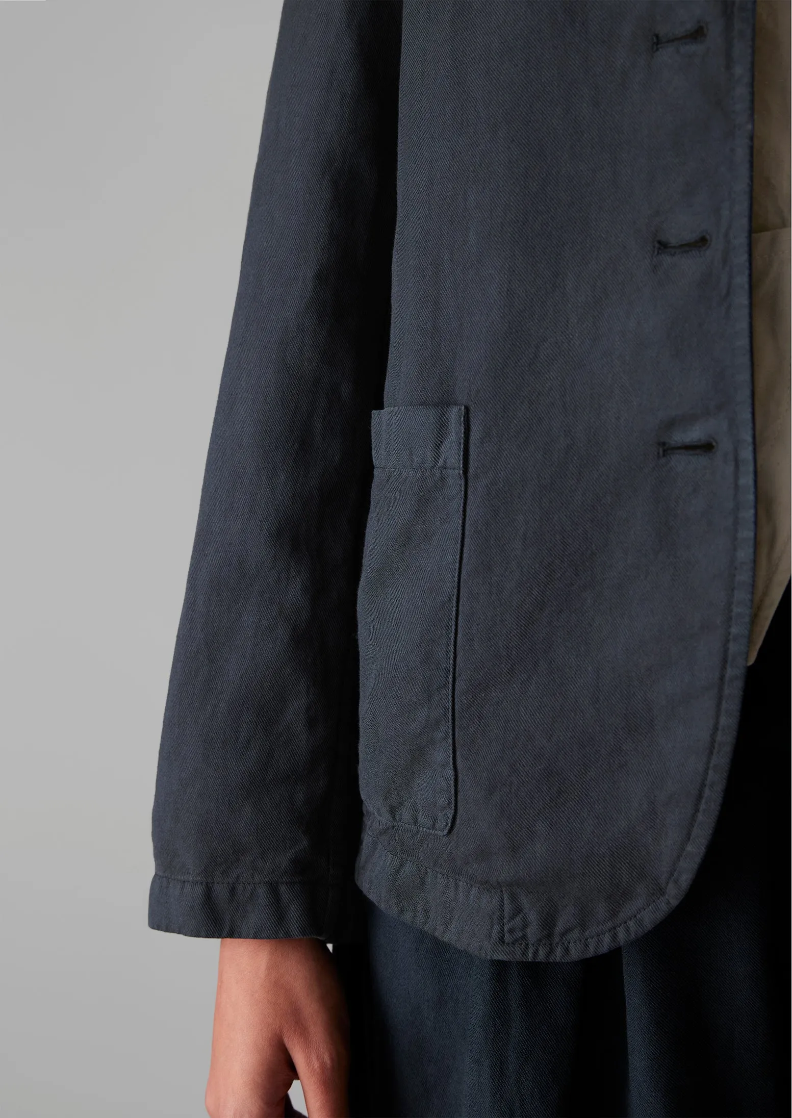 Garment Dyed Cotton Linen Neat Jacket | Slate sold by TOAST product image thumbnail 3