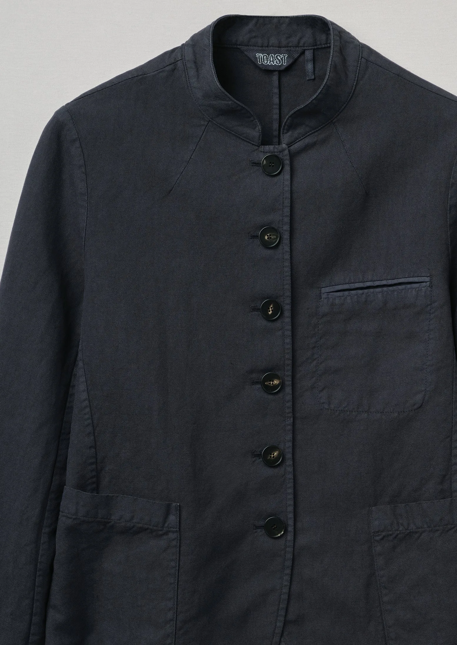 Garment Dyed Cotton Linen Neat Jacket | Slate sold by TOAST product image thumbnail 5