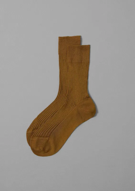 Maria La Rosa Organic Cotton Ribbed Socks | Cumin sold by TOAST