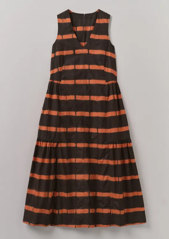 Stripe Clamp Dyed Cotton Dress | Brown sold by TOAST