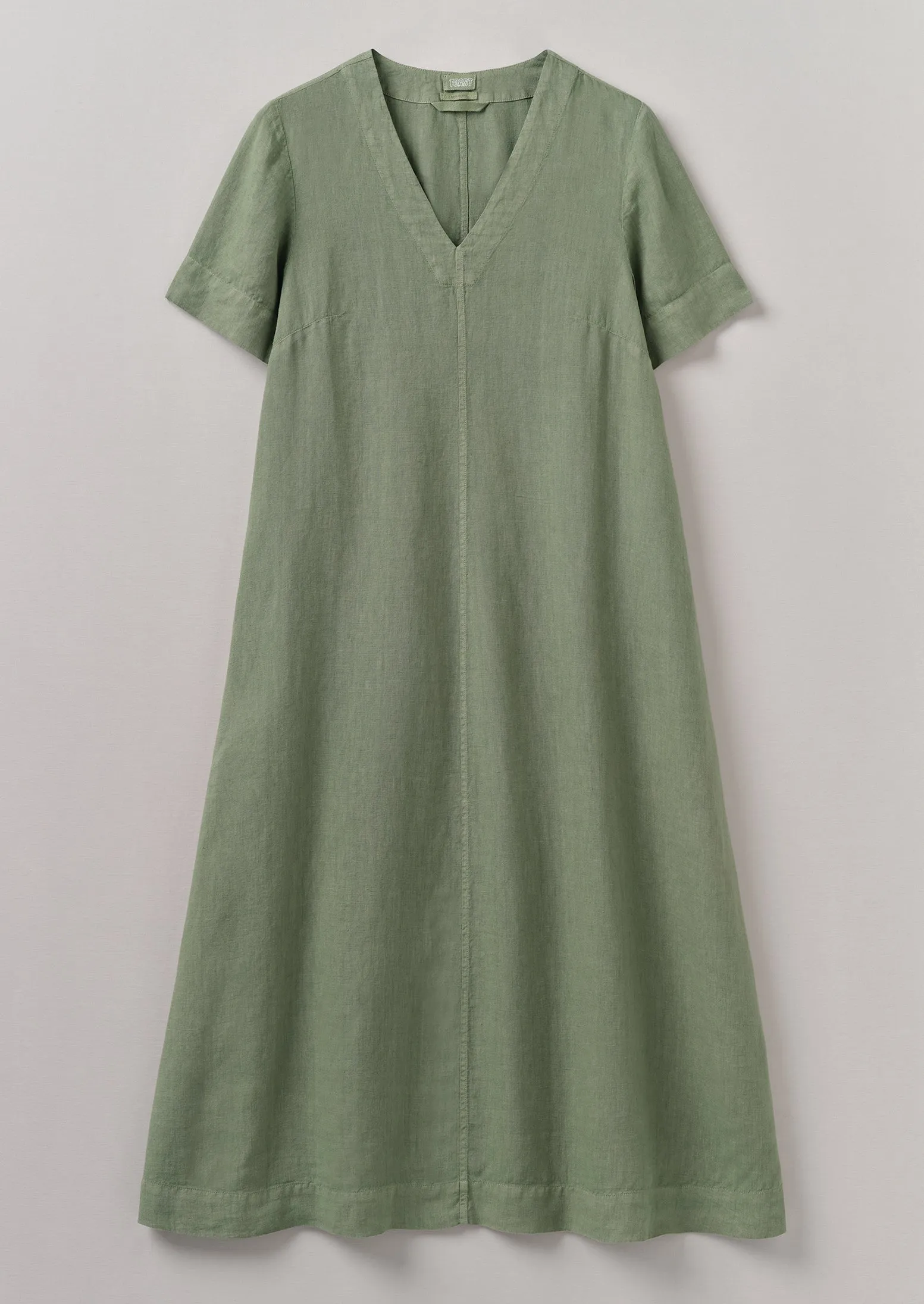 Garment Dyed Linen V Neck Dress | Light Sage sold by TOAST