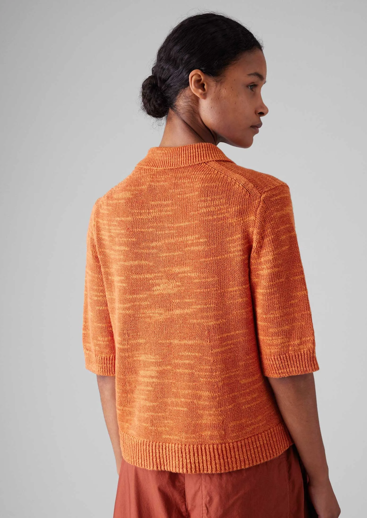 Linen Cotton Slub Knitted Top | Orange Poppy sold by TOAST product image thumbnail 4