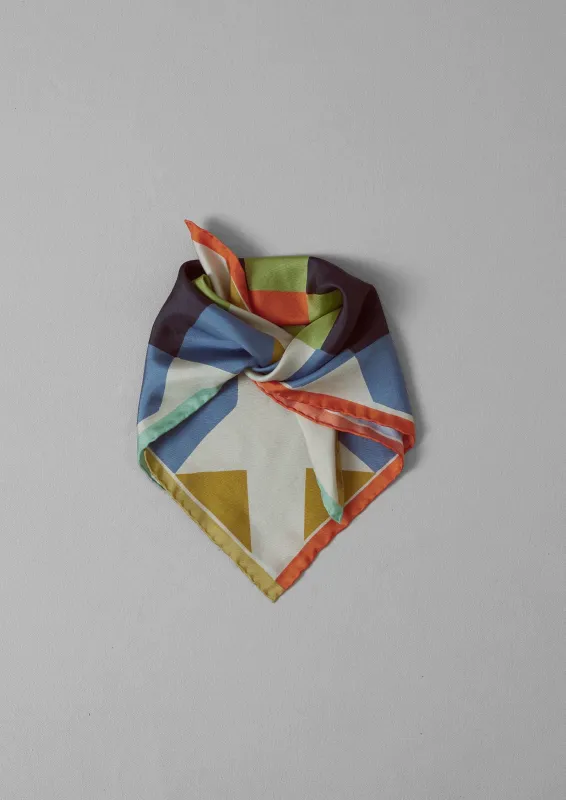 Pinwheel Print Silk Bandana | Cornflower sold by TOAST