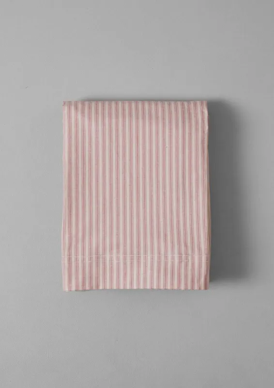Organic Cotton Ticking Stripe Flat Sheet | Ecru/Rose sold by TOAST