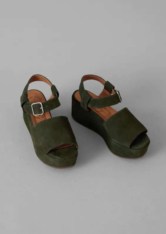 Chie Mihara Suede Platform Sandals | Fern sold by TOAST