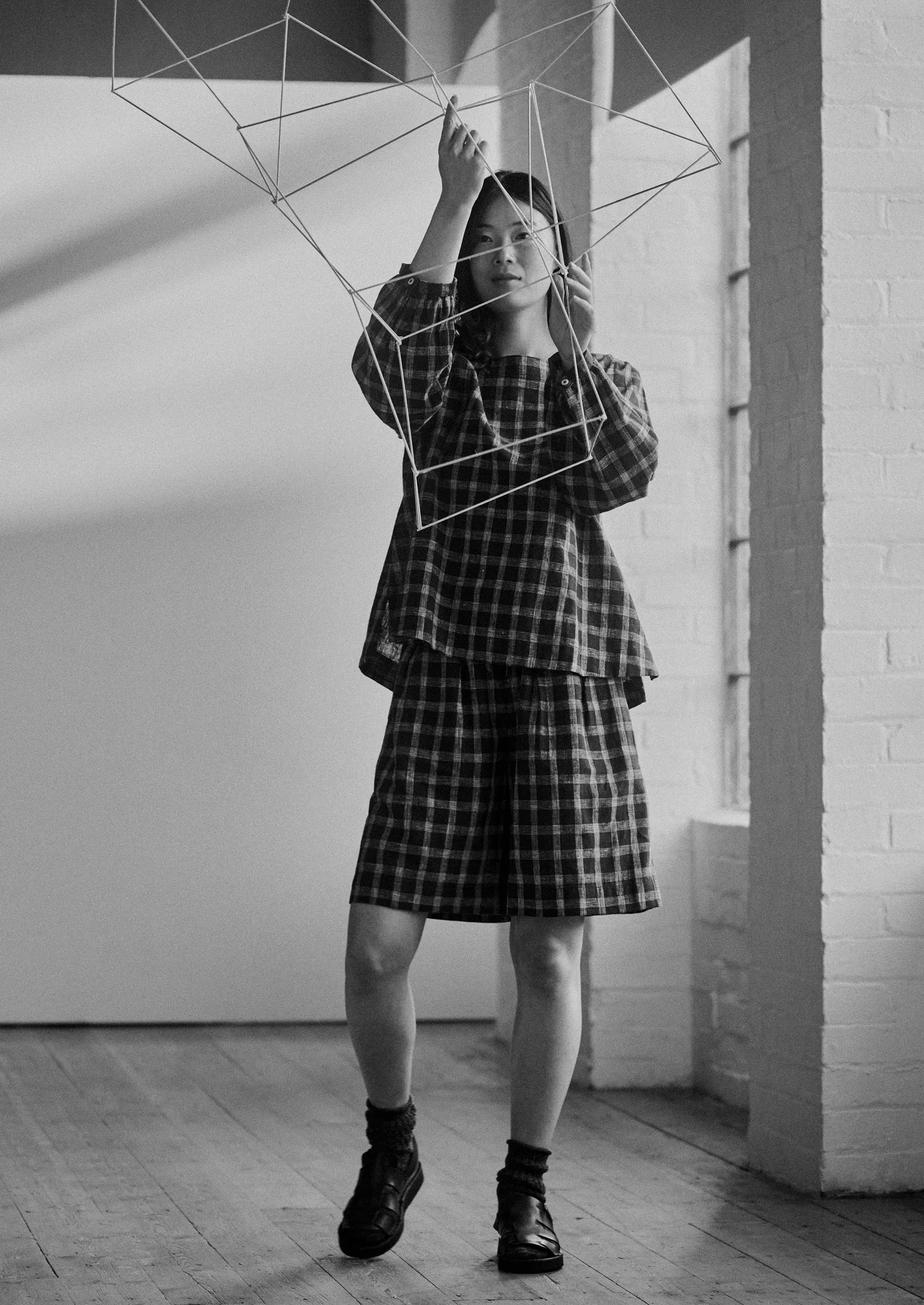 Check Cotton Linen Smock | Slate sold by TOAST product image thumbnail 3