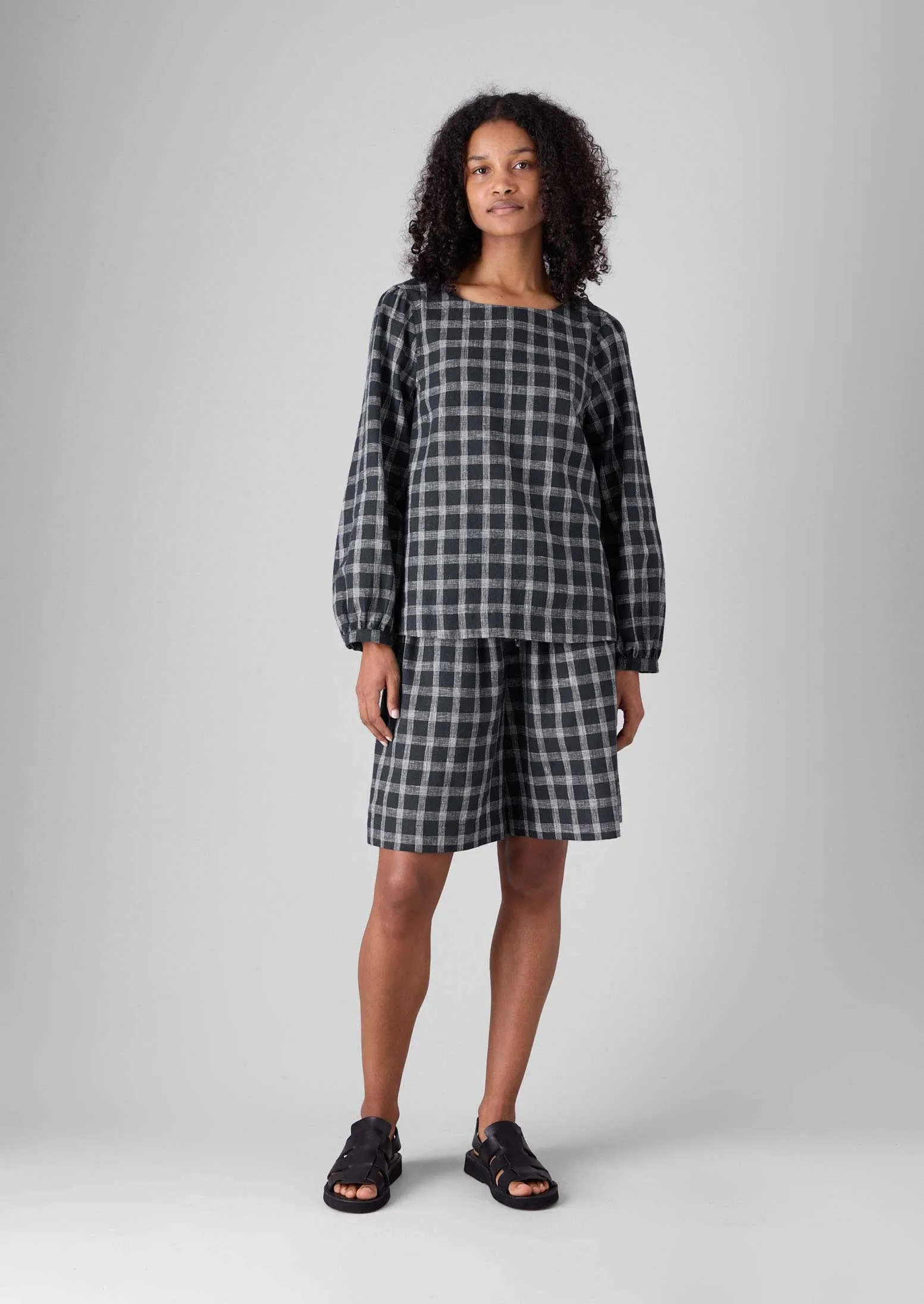 Check Cotton Linen Smock | Slate sold by TOAST product image thumbnail 5