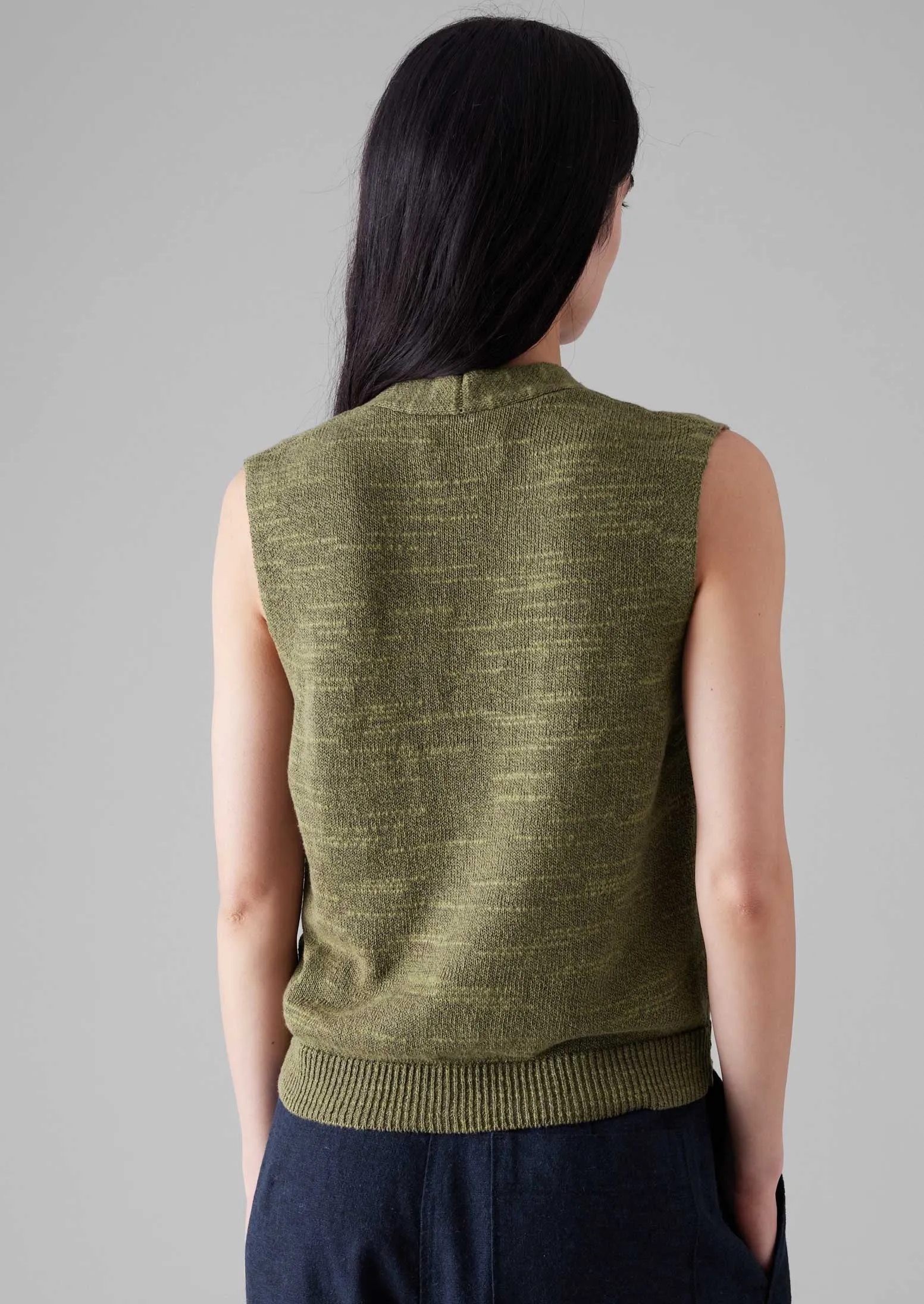 Fine Linen Cotton Knitted Tank | Montella Olive sold by TOAST product image thumbnail 5