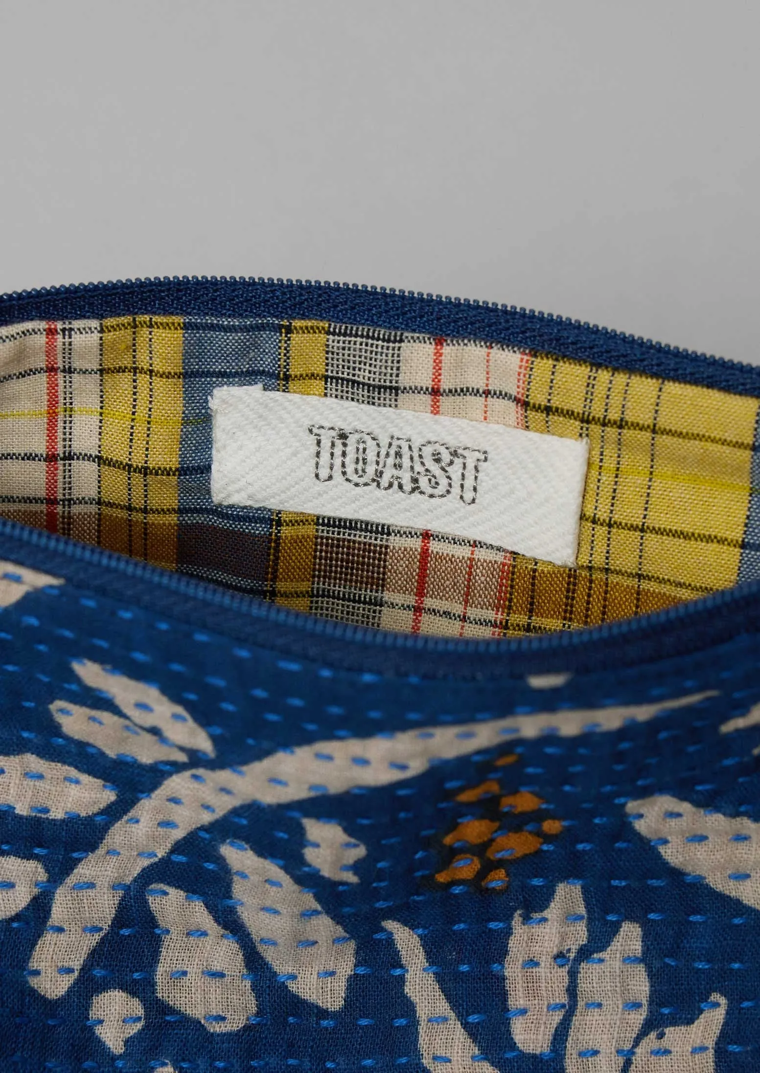 Remnant Fabric Kantha Pouch | Vibrant Blue/Mimosa sold by TOAST product image thumbnail 2