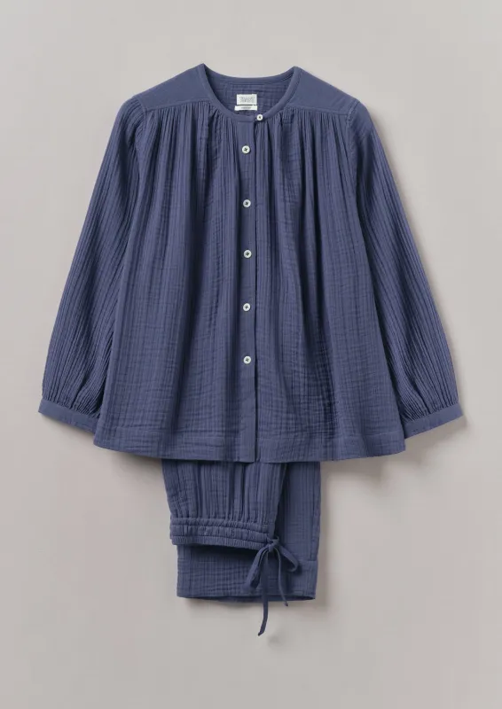 Crinkle Cotton Pyjamas | Shadow Blue sold by TOAST