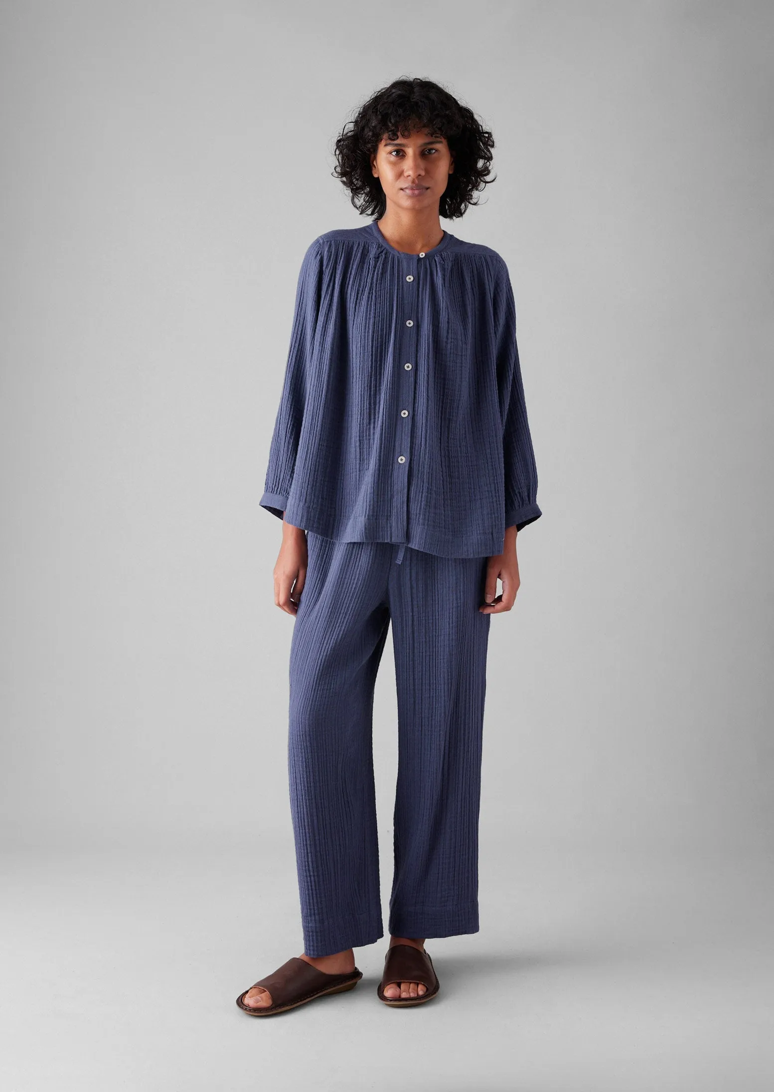 Crinkle Cotton Pyjamas | Shadow Blue sold by TOAST product image thumbnail 2
