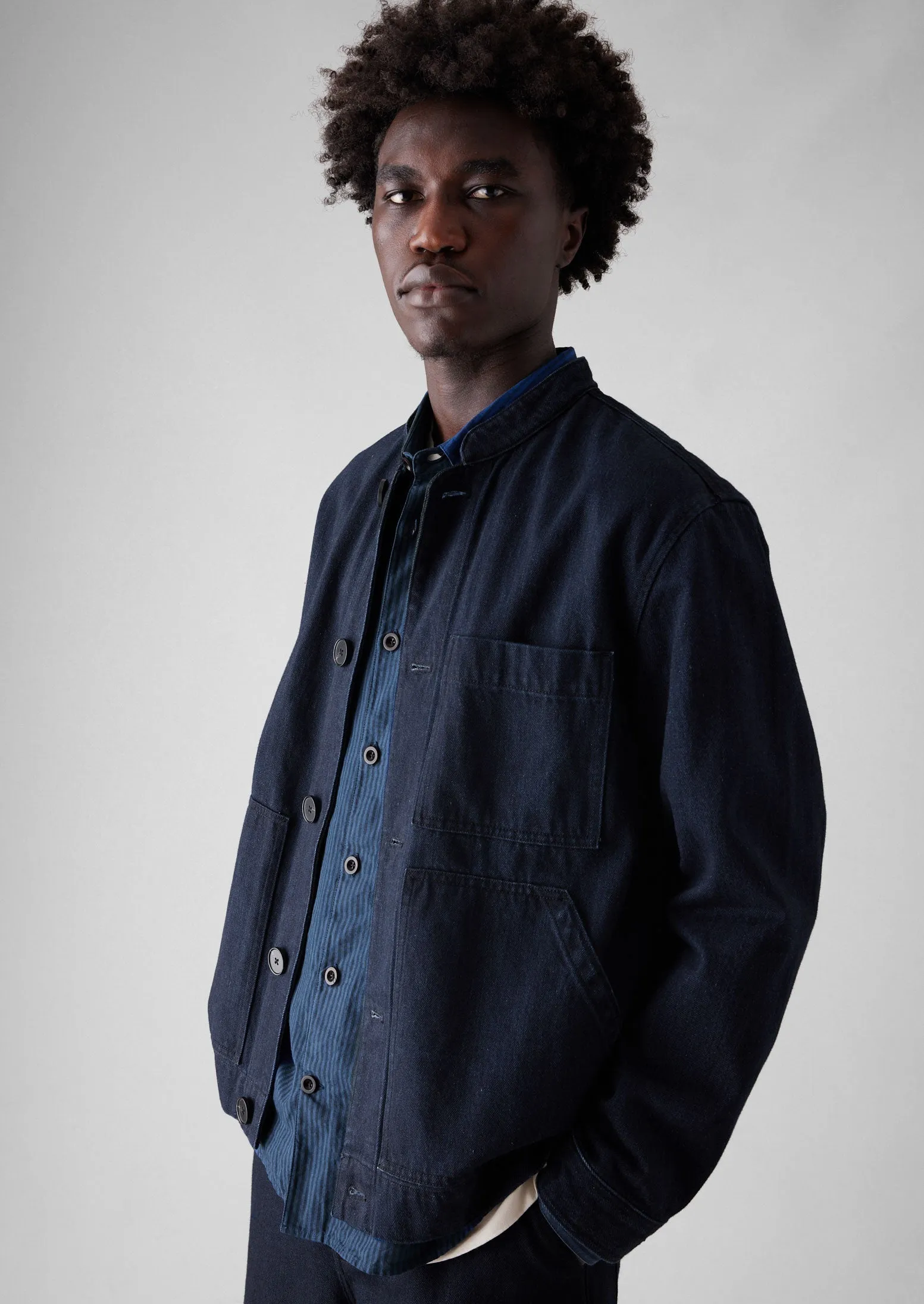 Stand Collar Japanese Denim Jacket | Indigo sold by TOAST product image thumbnail 4