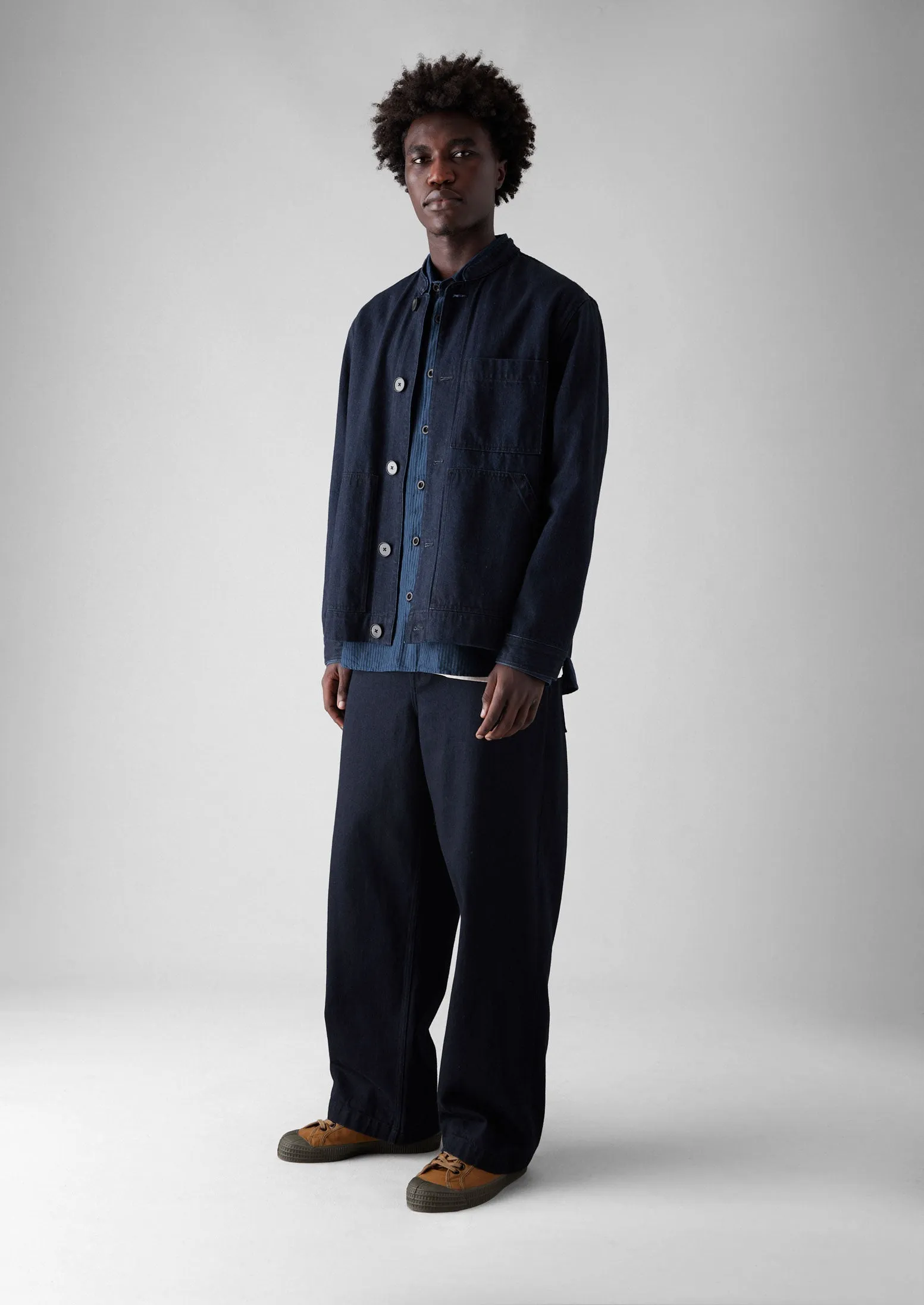 Stand Collar Japanese Denim Jacket | Indigo sold by TOAST product image thumbnail 3