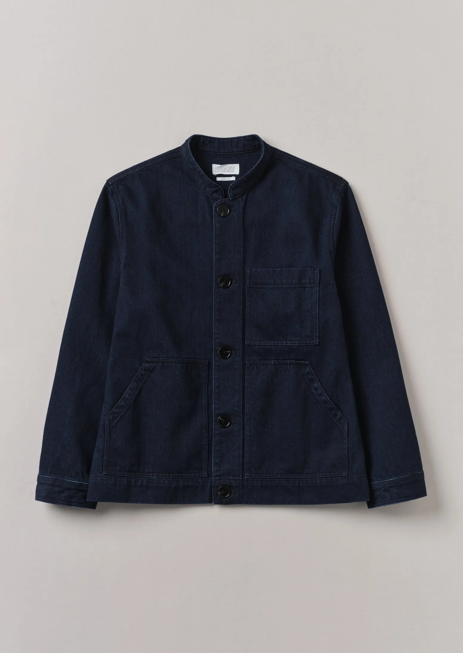 Stand Collar Japanese Denim Jacket | Indigo sold by TOAST