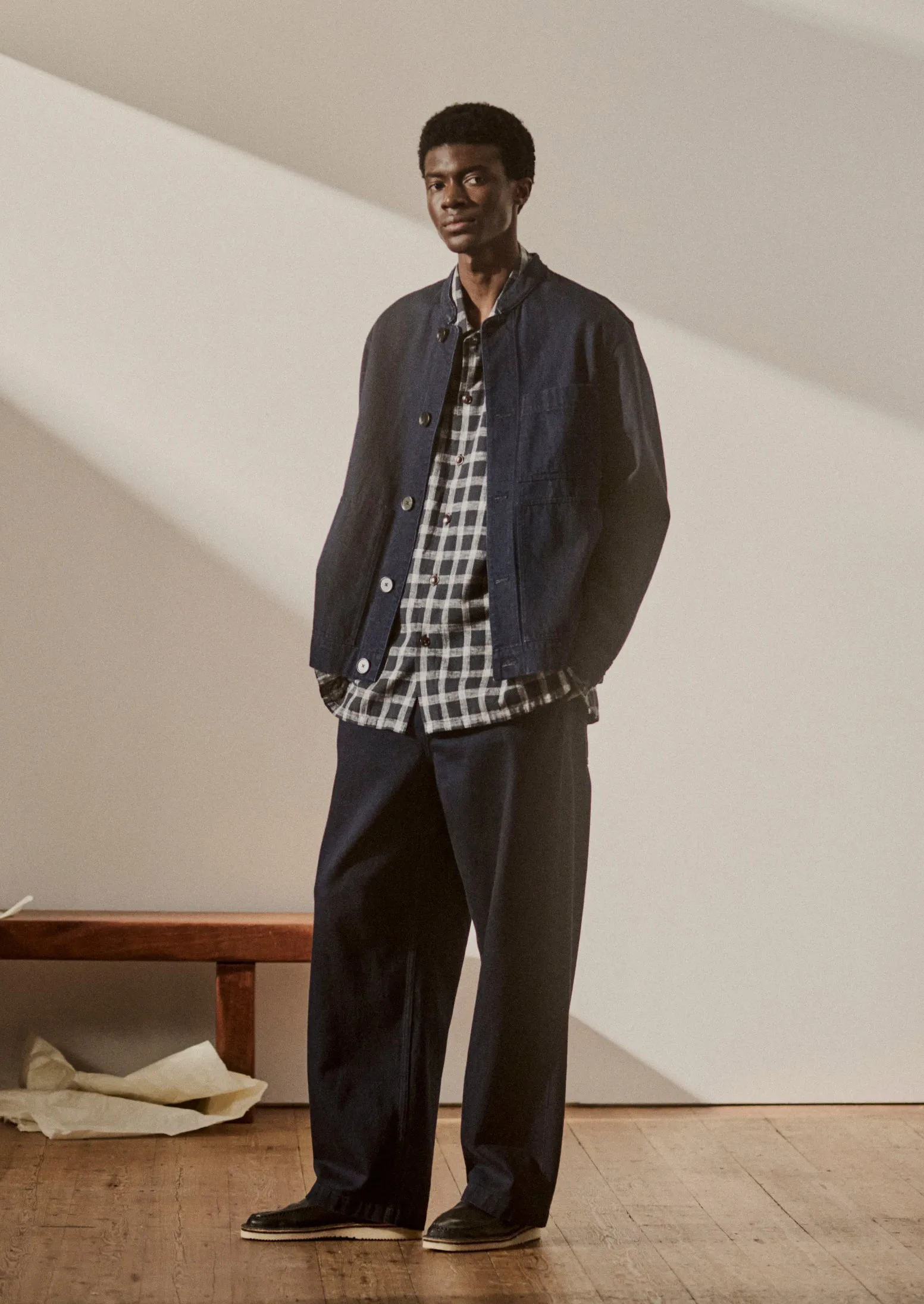 Stand Collar Japanese Denim Jacket | Indigo sold by TOAST product image thumbnail 2