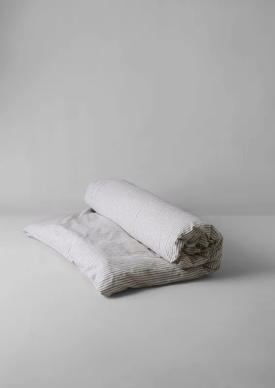 Organic Cotton Pyjama Stripe Duvet Cover | Navy/Ecru sold by TOAST