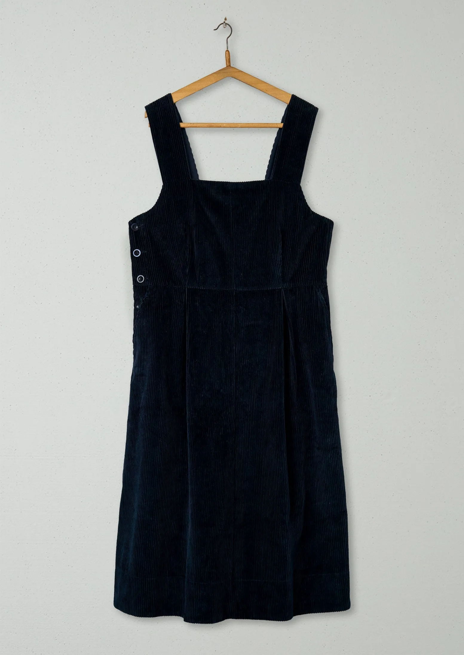 Reworn Cord Pinafore Dress Size 18 (697) | Anthracite Blue sold by TOAST