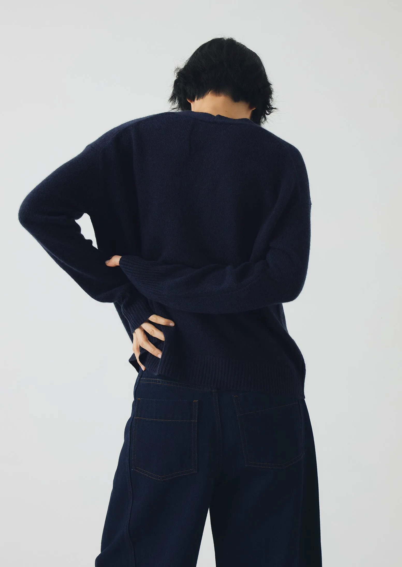 Ffion Wool Cashmere Boxy Cardigan | Darkest Navy sold by TOAST product image thumbnail 5