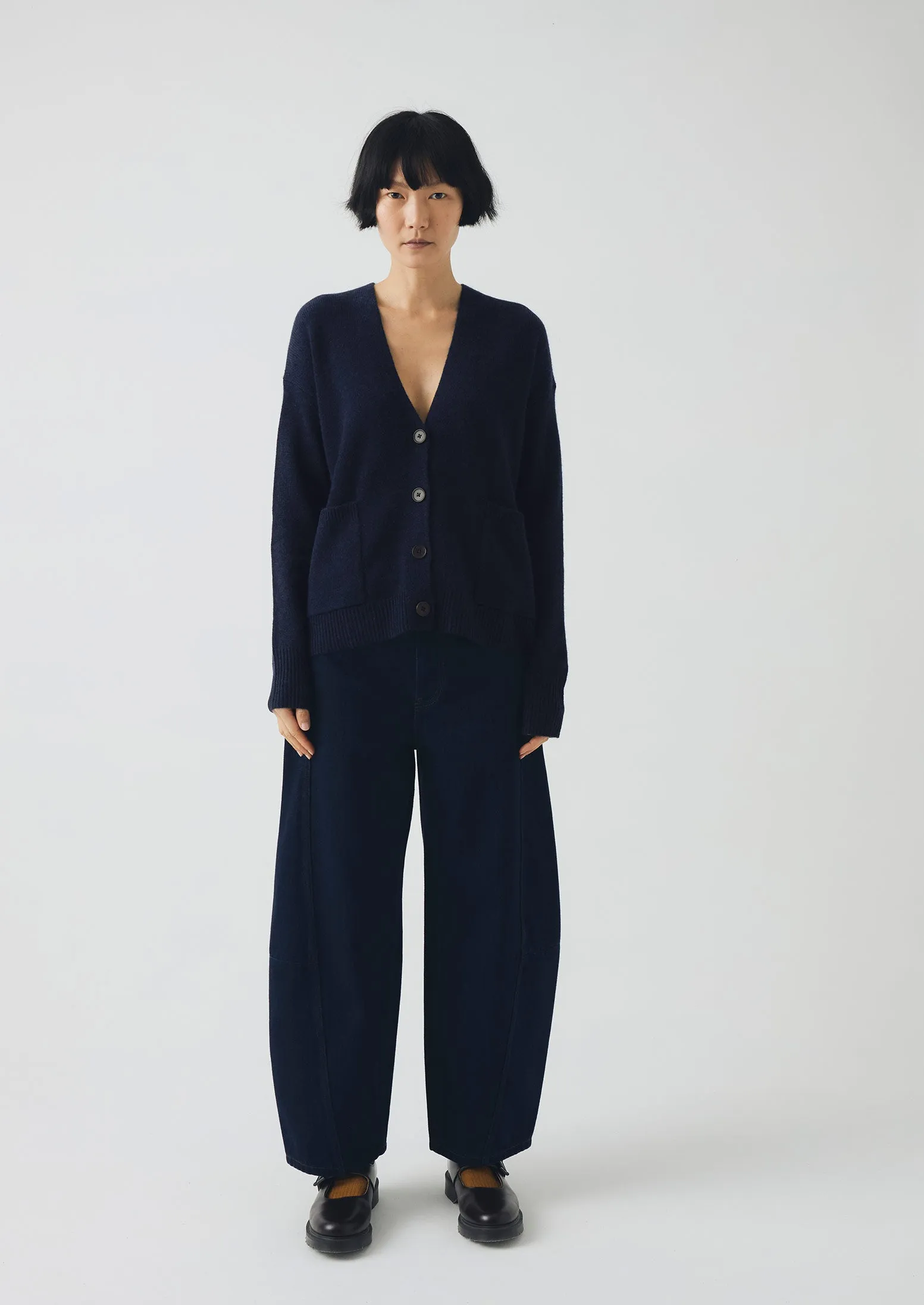 Ffion Wool Cashmere Boxy Cardigan | Darkest Navy sold by TOAST product image thumbnail 2