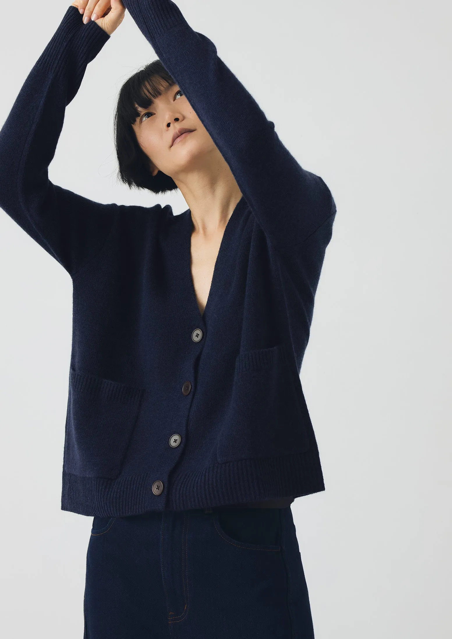 Ffion Wool Cashmere Boxy Cardigan | Darkest Navy sold by TOAST product image thumbnail 4