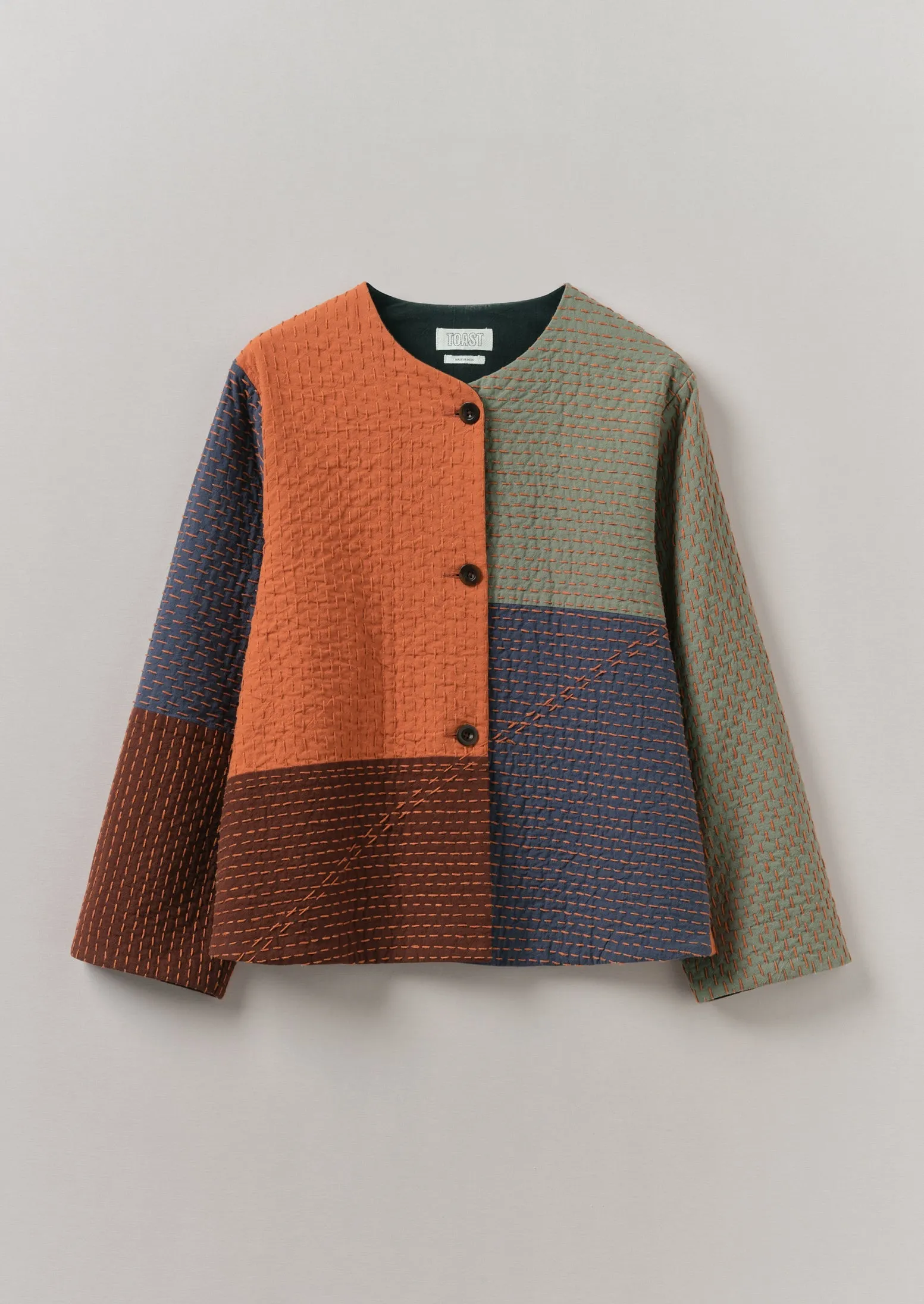 Quilted Patchwork Cotton Jacket | Royal Blue/Multi sold by TOAST