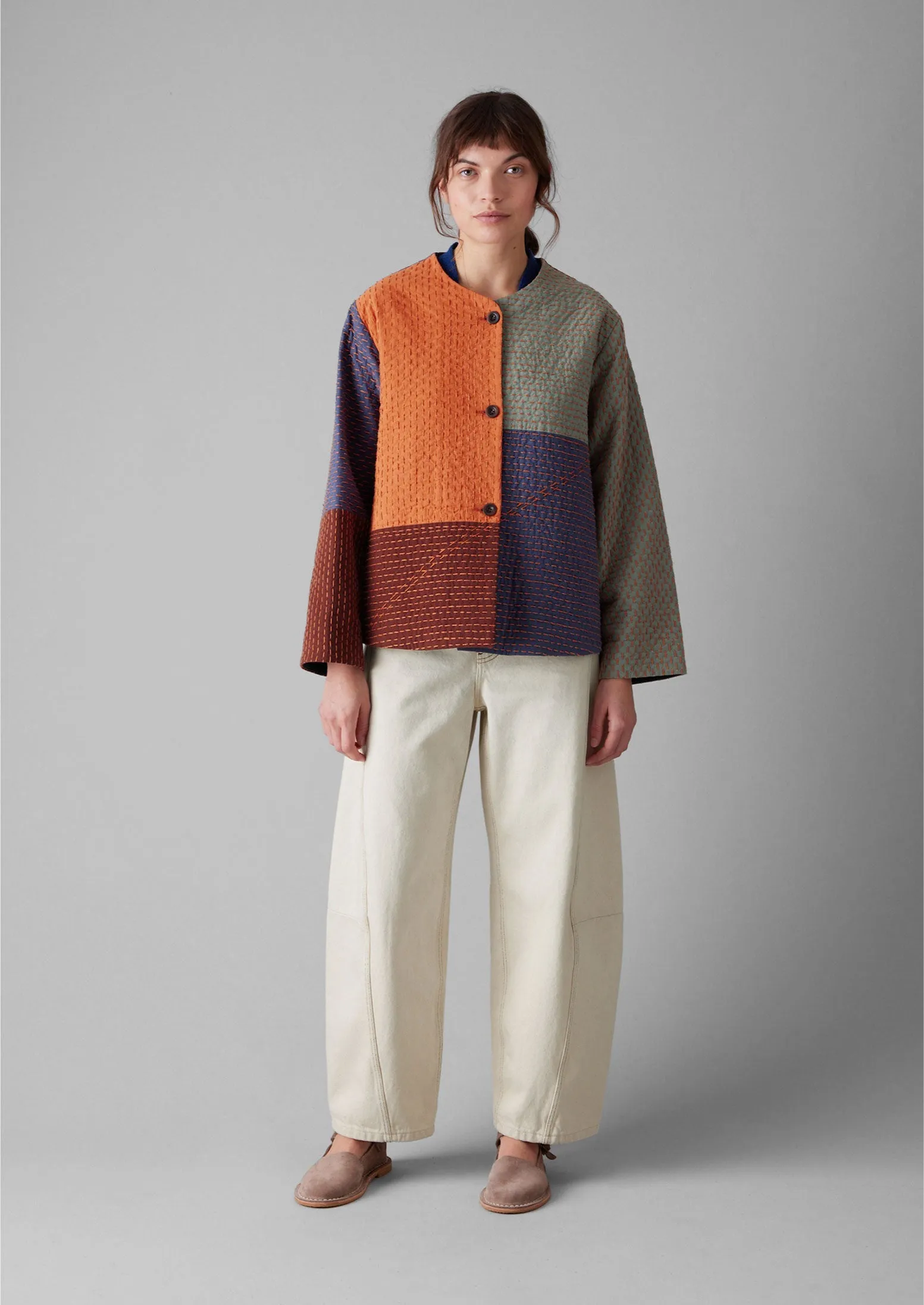 Quilted Patchwork Cotton Jacket | Royal Blue/Multi sold by TOAST product image thumbnail 4