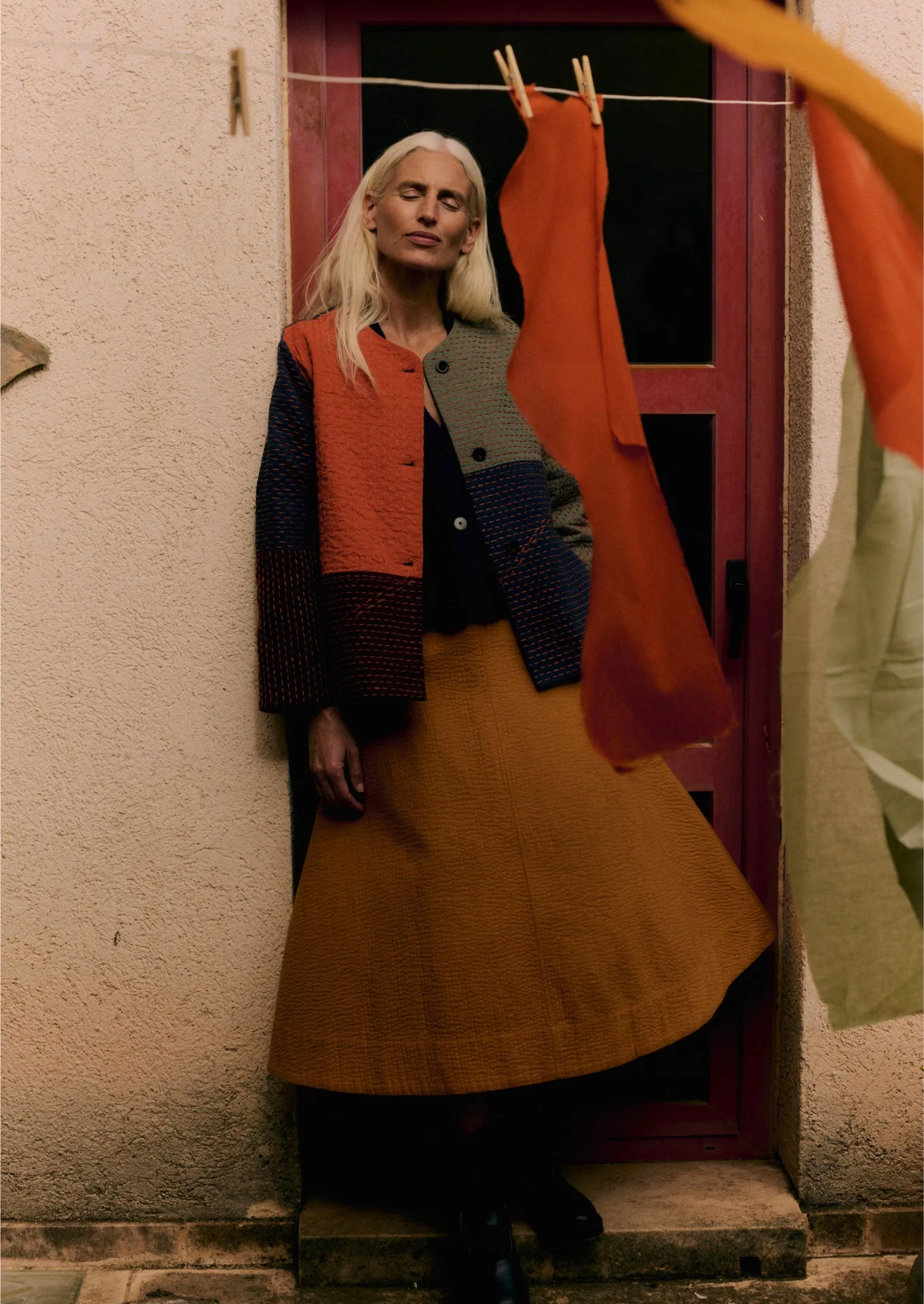 Quilted Patchwork Cotton Jacket | Royal Blue/Multi sold by TOAST product image thumbnail 2