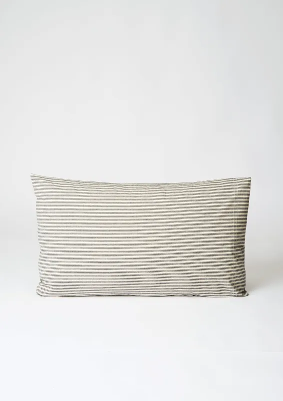 Organic Cotton Ticking Stripe Housewife Pillowcase | Ecru/Graphite sold by TOAST