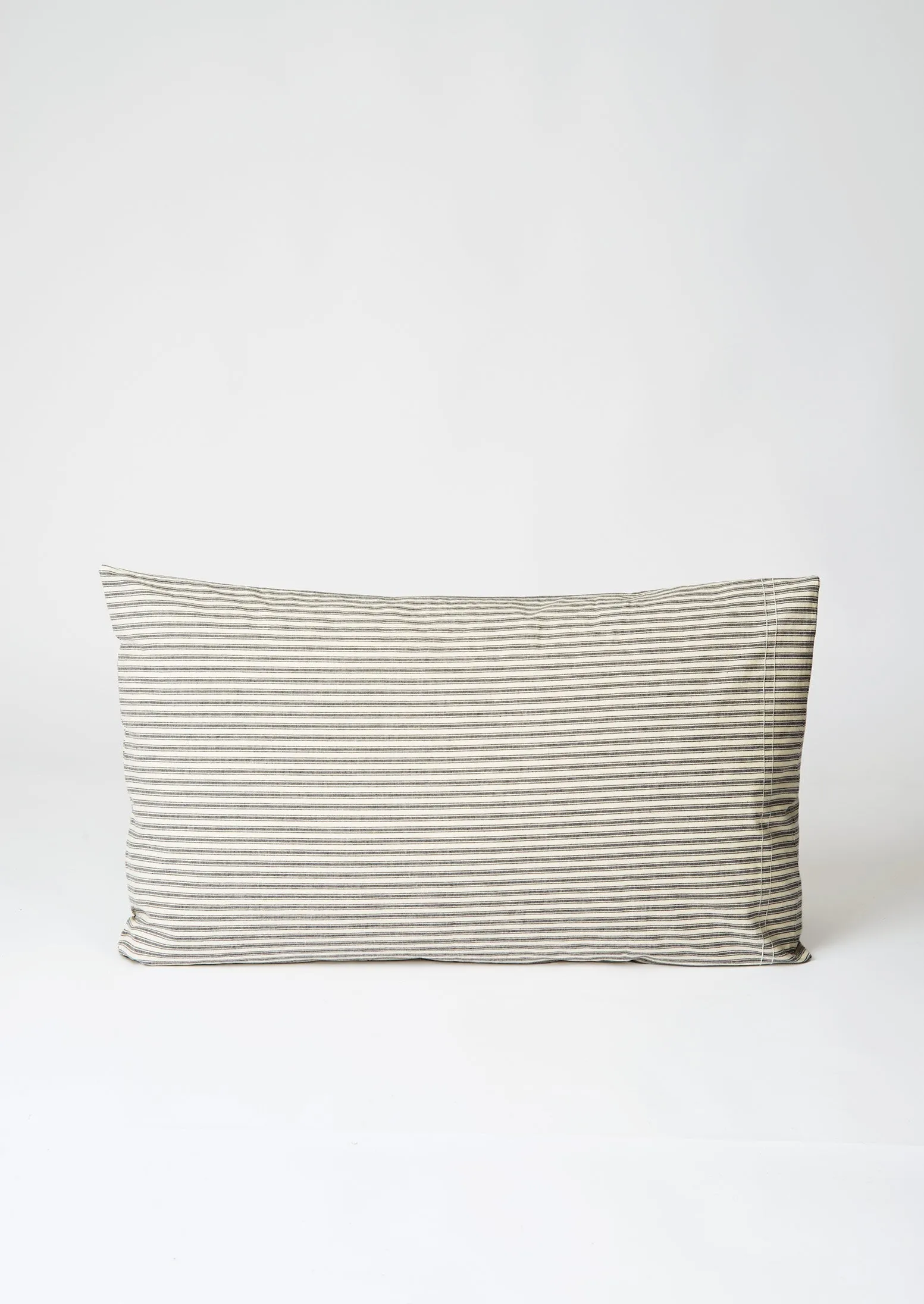 Organic Cotton Ticking Stripe Housewife Pillowcase | Ecru/Graphite sold by TOAST