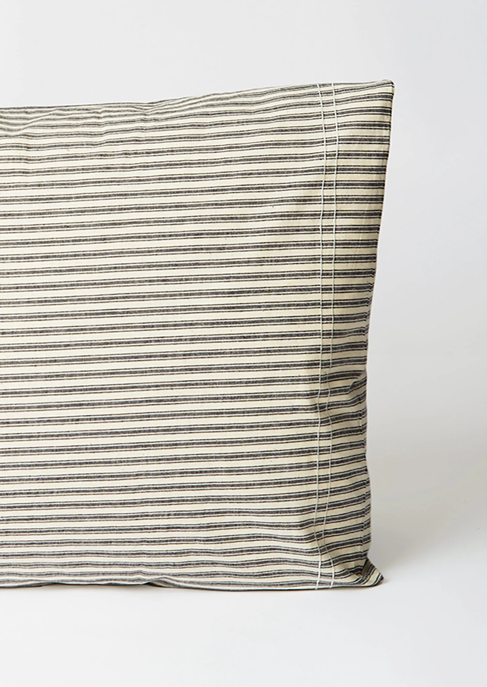 Organic Cotton Ticking Stripe Housewife Pillowcase | Ecru/Graphite sold by TOAST product image thumbnail 2