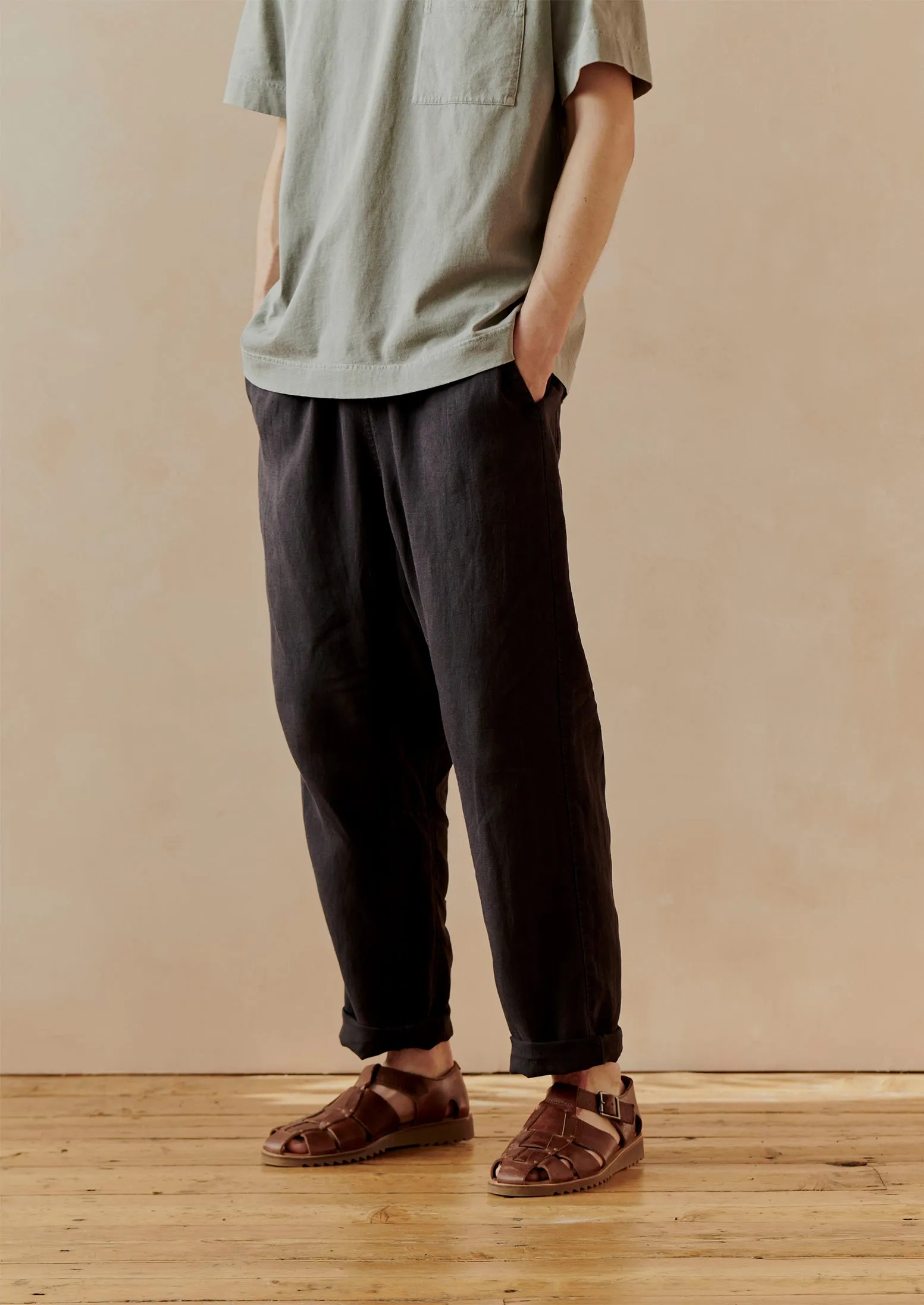 Alfie Garment Dyed Linen Trousers | Slate sold by TOAST product image thumbnail 2