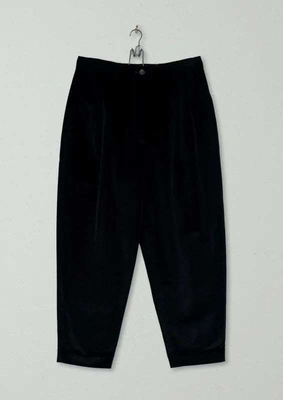 Reworn Cotton Velvet Cigarette Trousers Size 16 (503) | Black sold by TOAST