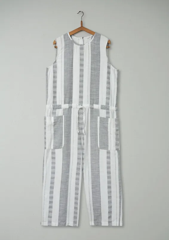 Reworn Textured Stripe Jumpsuit Size M (503) | Ecru/Charcoal sold by TOAST