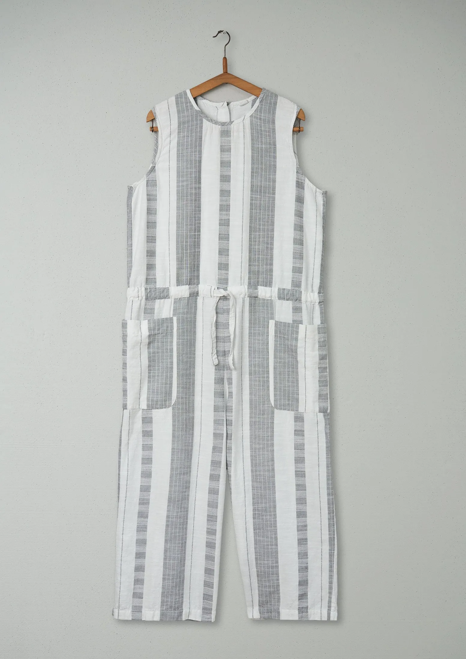 Reworn Textured Stripe Jumpsuit Size M (503) | Ecru/Charcoal sold by TOAST