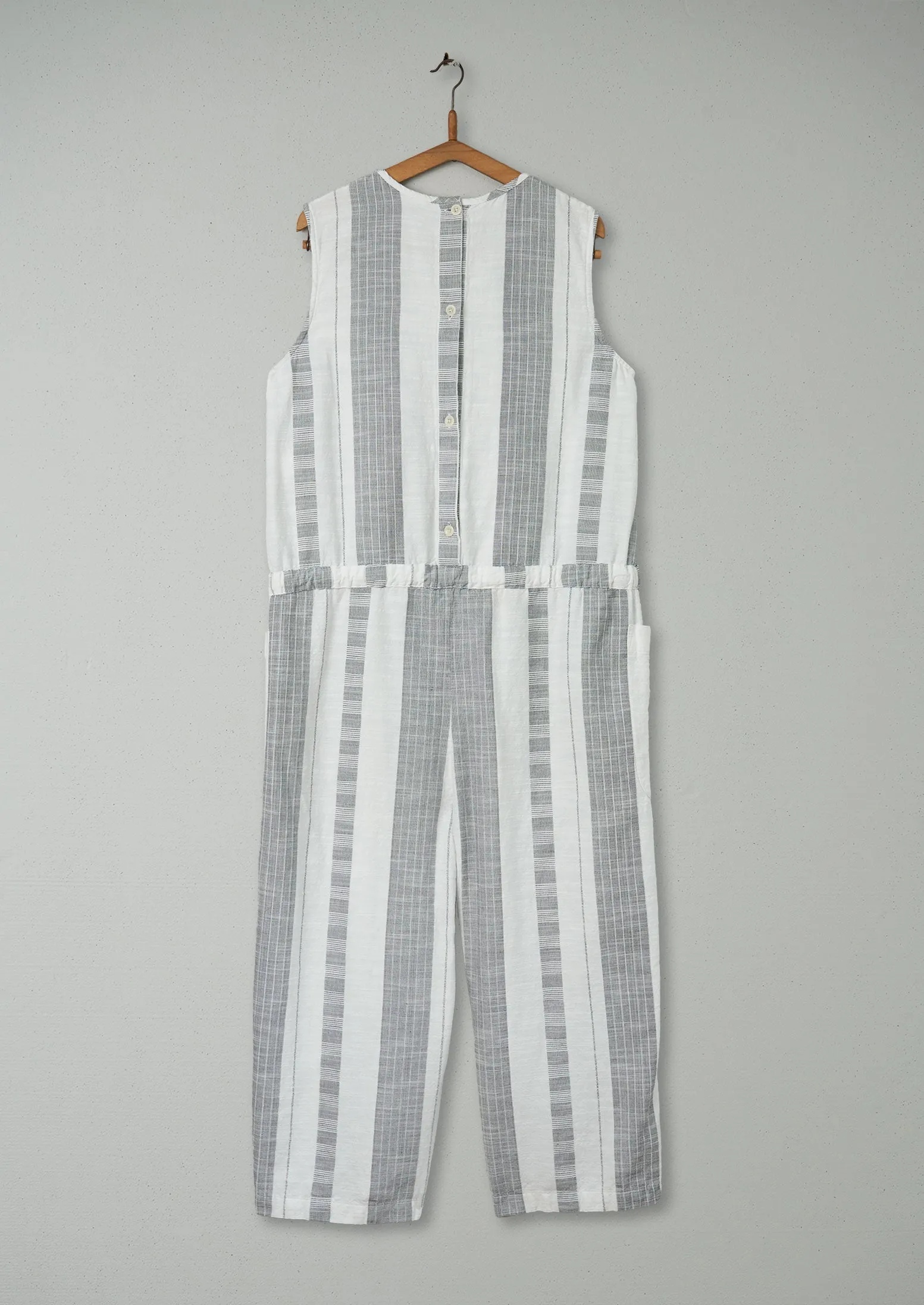 Reworn Textured Stripe Jumpsuit Size M (503) | Ecru/Charcoal sold by TOAST product image thumbnail 2
