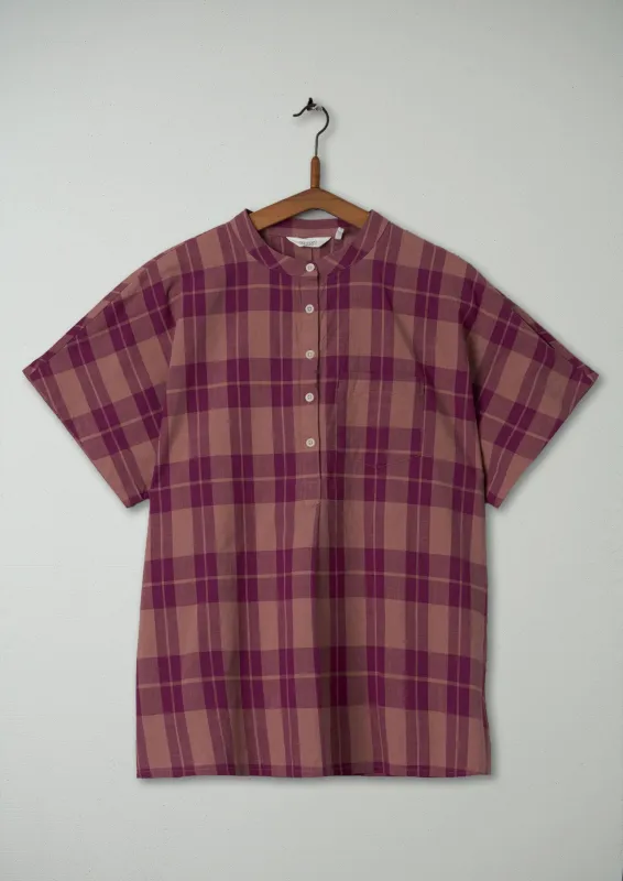 Reworn Cotton Check Shirt Size 6 (415) | Raspberry made by TOAST