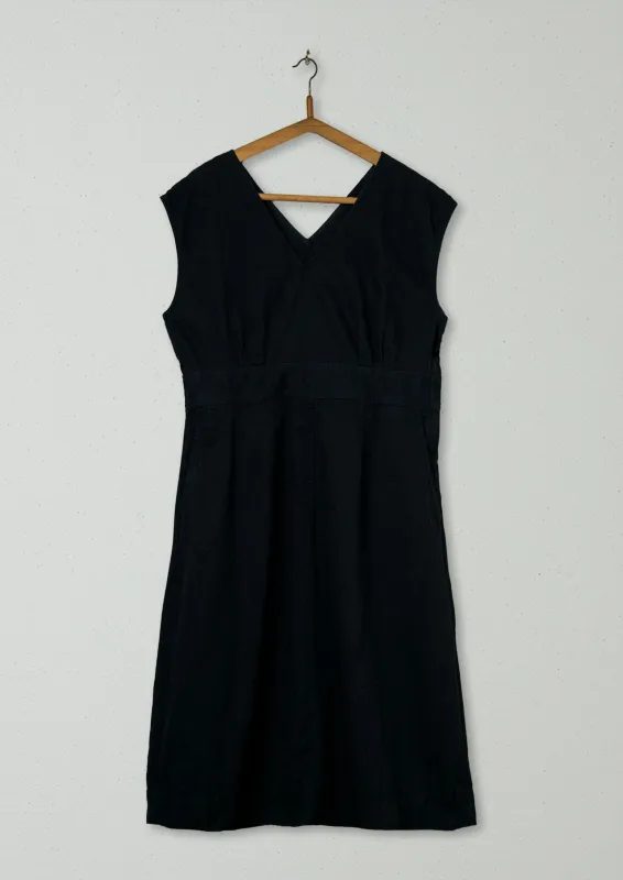 Reworn Brushed Sateen V Neck Dress Size 18 (739) | Black sold by TOAST