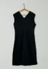 Reworn Brushed Sateen V Neck Dress Size 18 (739) | Black sold by TOAST