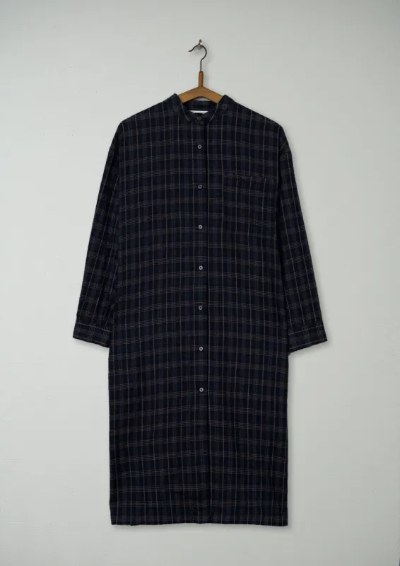 Reworn Wool Cotton Seersucker Dress Size 6 (771) | Navy/Plum sold by TOAST