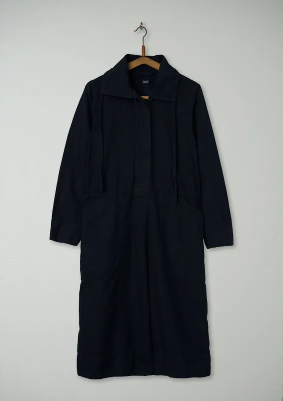 Reworn Drawstring Collar Dress Size S (787) | Navy sold by TOAST