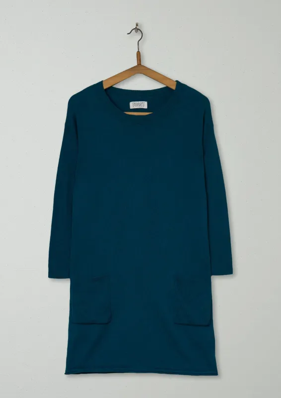 Reworn Merino Sweater Dress Size 8 (749) | Teal sold by TOAST