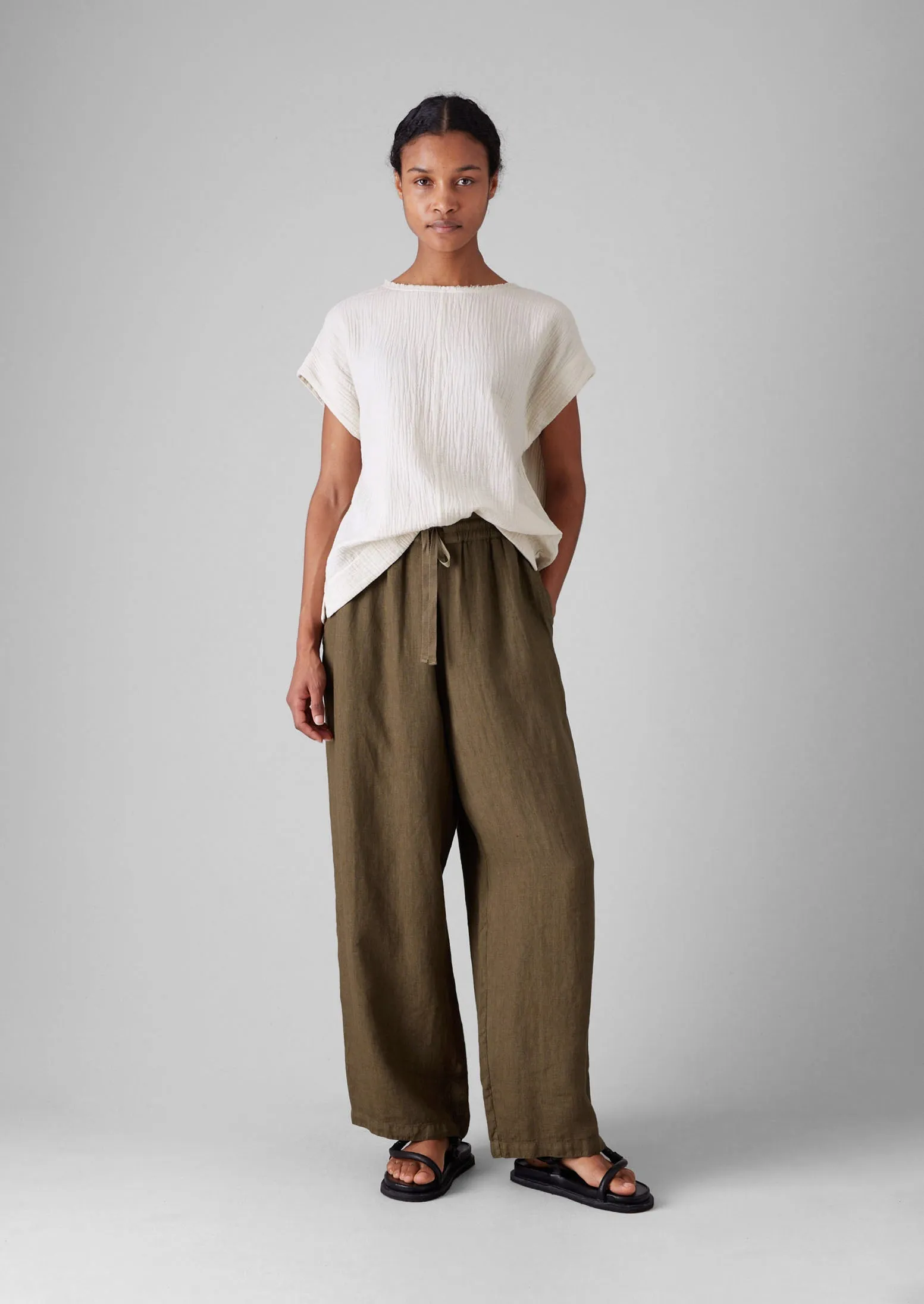 Crinkle Cotton Gauze Top | Oat sold by TOAST product image thumbnail 4