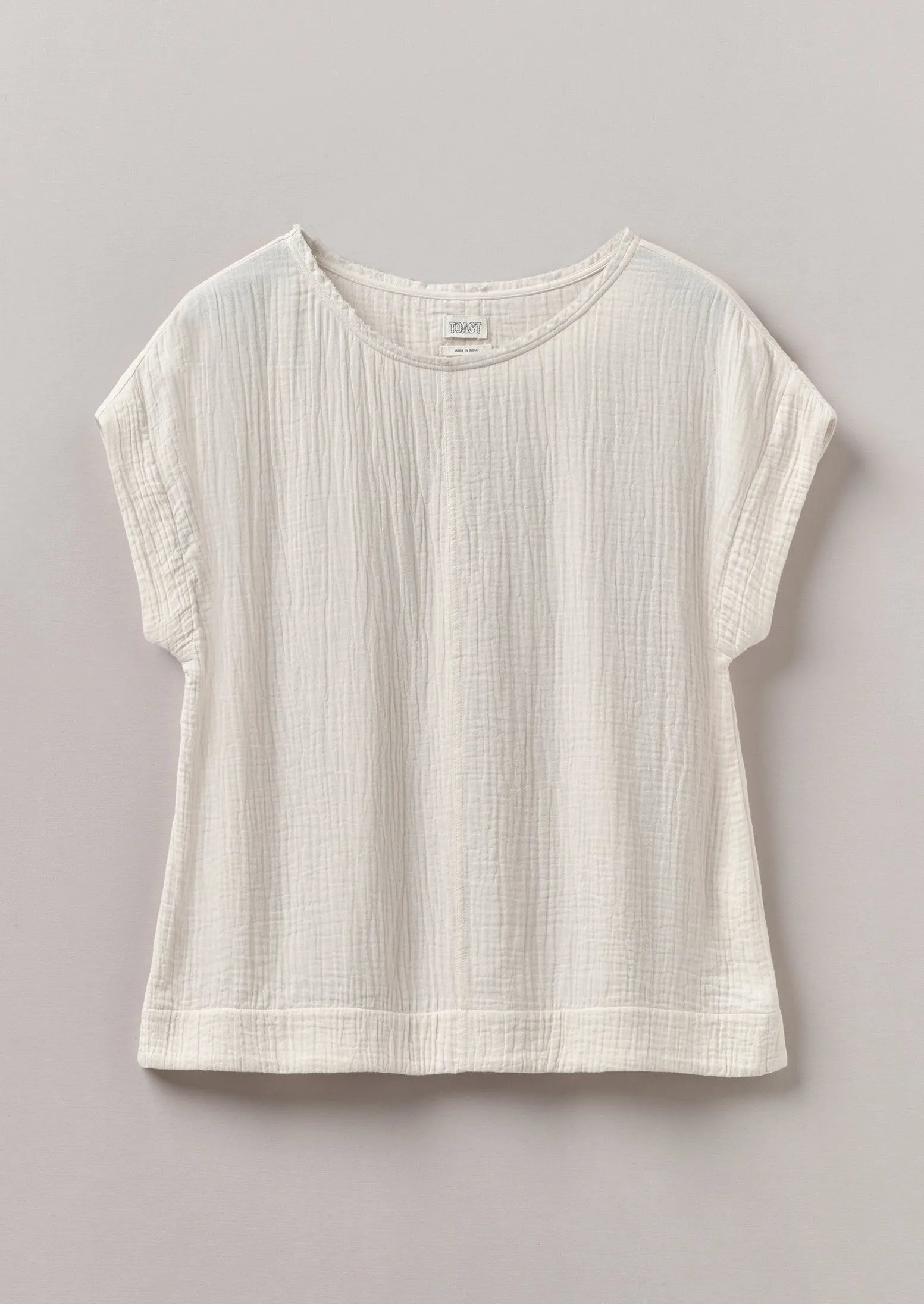 Crinkle Cotton Gauze Top | Oat sold by TOAST